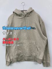 thisisneverthat ディスイズネバーザット パーカー L ベージュ コットン 裏起毛 スウェット 前面プリント ブランドロゴ プルオーバー 長袖 メンズ レディース