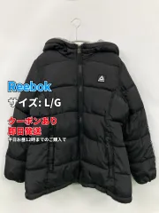 Reebok リーボック ダウンジャケット/コート L/G ブラック 無地 ワンポイント ブランドロゴ ミドル丈 フードあり ジップアップ レディースのサムネイル
