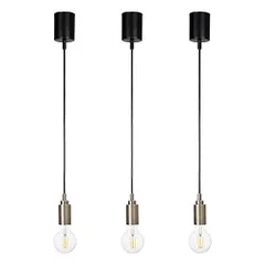 ペンダントライト ペンダント ソケット ライト 吊り下げ 照明器具 北欧 おしゃれ アンティーク E26 LED エジソン 電球 適合 引っ掛けシーリング ダクトレール 照明（ライティングレールタイプ ３個）Juのサムネイル