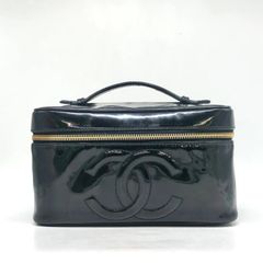 CHANEL シャネル ココマーク エナメル ポーチ キューブ ブラック 黒