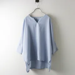 マルシャルテル MARECHAL TERRE キーネック ブラウス 2｜サックスブルー トップス 半袖 カットソー【2400015035093】のサムネイル