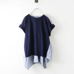 ヒューマンウーマン HUMAN WOMAN  布帛ドッキングカットソー M∥ネイビー バイカラー Tシャツ【2400015035673】のサムネイル