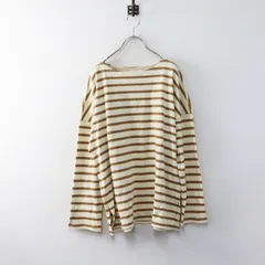 美品 ハグオーワー HUG O WaR ボーダーリブボートネックプルオーバー F＼アイボリー ブラウン カットソー Tシャツ【2400015032078】のサムネイル