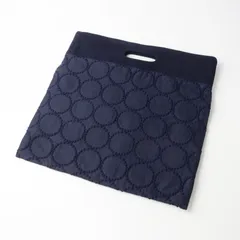美品 ミナペルホネン mina perhonen flag bag -tambourine- フラッグバッグ 大 ネイビー／服飾 かばん ハンド 手提げ【2400015037875】のサムネイル