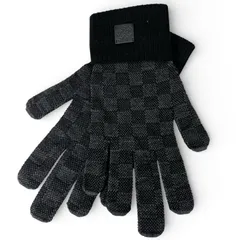 極美品▲LOUIS VUITTON ルイヴィトン 2024年製 M77992 ウール100% ネオ プティダミエ 手袋 グローブ ブラック S 箱付 伊製 正規品 メンズのサムネイル