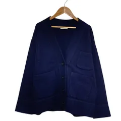 美品 yori ヨリ 圧縮ニット カーディガン サイズF ネイビー レディース 古着 中古 USEDのサムネイル