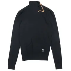 良品 LOUIS VUITTON ルイヴィトン 22aw LVロゴ チェーン ハイネック ハイゲージニット セーター トップス S 黒 ブラック レディース 古着 中古 USEDのサムネイル