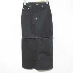 美品 ジョンローレンスサリバン STUDIOUS 別注 WASHED DENIM CUT-OFF SKIRT カットオフ デニムスカート サイズXS ブラック レディース 古着 中古 USEDのサムネイル