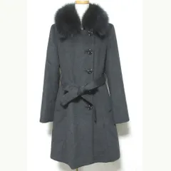 美品 AUSTIN REED オースチンリード フォックスファー ベルテッドカシミヤコート 1545-21519 サイズ40 ダークグレー レディース 古着 中古 USEDのサムネイル