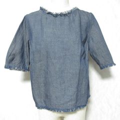 45rpm 綿麻デニムブラウス 5分袖 フリンジ加工 - メルカリ