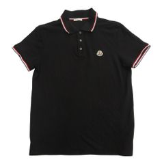 極美品］モンクレール ポロシャツ ブラック トリコロール M - メルカリ