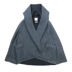 新品同様 HERMES エルメス カシミヤ100% ラップコート ショールカラー ショートコート ジャケット ブルゾン ヘリンボーン 36 グレー レディース 古着 中古 USEDのサムネイル