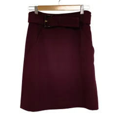 美品 PRADA プラダ ベルテッドスカート サイズ40 ボルドー レディース 古着 中古 USEDのサムネイル