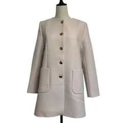美品 TARA JARMON タラジャーモン ウール ノーカラーコート 36 ピンクベージュ レディース 古着 中古 USEDのサムネイル