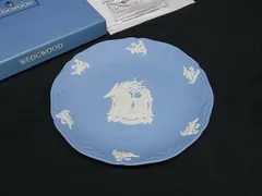 ■美品■ WEDGWOOD ウェッジウッド ジャスパー クリスマスプレート 1996 プレート 皿 食器 テーブルウェア ブルー系 DN6617のサムネイル