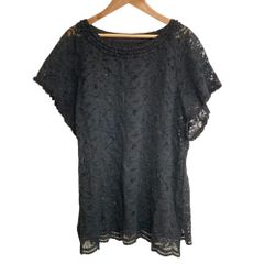 美品☆アドーアADORE 総レースポンチョブラウス ミックスブラック38 