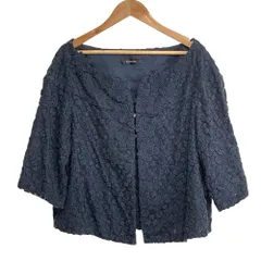 美品 INGEBORG インゲボルグ フラワーモチーフ レース ノーカラージャケット 4 ネイビー レディース 古着 中古 USEDのサムネイル