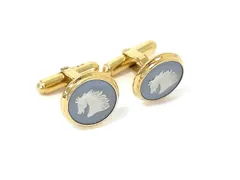 WEDGWOOD ウェッジウッド ジャスパー カメオ カフスボタン カフリンクス ビジネス 紳士 メンズ ゴールド系×ブルー系 DN8571のサムネイル
