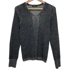 美品 Aquascutum アクアスキュータム Vネック リブニット セーター サイズ8 ブラック レディース 古着 中古 USEDのサムネイル