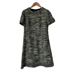 美品 Rene ルネ イタリア製生地 ショートスリーブ ツイード ワンピース 6526410 サイズ36 ブラック イエロー レディース 古着 中古 USEDのサムネイル