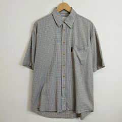 JOHN PLAYER SPECIAL ジョンプレイヤースペシャル 半袖 シャツ シアサッカー チェック 総柄 コットン カジュアル 古着 ホワイト系 M F728のサムネイル