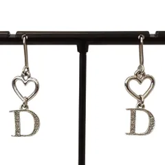 美品 Christian Dior クリスチャンディオール ハート Dロゴ ピアス シルバーカラー レディース 古着 中古 USEDのサムネイル