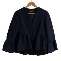 美品 Rene ルネ パールジップ ノーカラー ニットジャケット