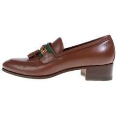 GUCCI (グッチ) インターロッキングG ウェブライン レザー タッセル ローファー シューズ ブラウン レディース 624316のサムネイル