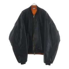 VETEMENTS (ヴェトモン) Leather Bomber Jacket レザーボンバージャケット カーフレザーオーバーサイズジップアップMA-1 UA66JA200B ブラックのサムネイル