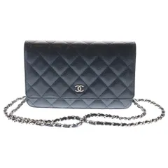 CHANEL (シャネル) クラシックチェーンウォレット ショルダーバッグ ブラック キャビアスキン シルバー金具のサムネイル