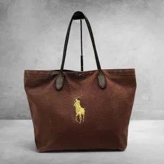 RALPH LAUREN ラルフローレン トートバッグ キャンバストート ビッグポニー デカロゴ ポニー刺繍 レザー 本革 A4収納 大容量 通勤 通学 メンズ レディース ユニセックス ブラウン 3122のサムネイル