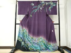 平和屋着物●男性　洗える最高級着物　＜英＞はなぶさ謹製　アンサンブル　色無地　こげ茶色×憲法色　洗える着物　AABJ0024ph 平和屋着物○男性 洗える最高級着物 ＜英＞はなぶさ謹製 アンサンブル