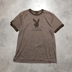 GQ6017◇PLAY BOY : USA製 CLUB PALMS・LASVEGAS リンガーTシャツ◇XL◇ブラウン系 プレイボーイのサムネイル