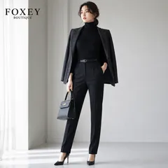 【極美品 / 定番グレースウール】FOXEY BOUTIQUE / フォクシーブティック 40 ブラック グレースウール タートルニット ウール100％ リブニット 通勤 学校行事 お食事会 デイリーのサムネイル
