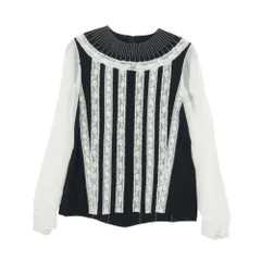 VALENTINO ヴァレンティノ カットソー 長袖 シアー シースルー レース プルオーバー トップス ネイビー 38 レディース 【中古】のサムネイル