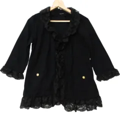 INGEBORG インゲボルグ ノーカラージャケット レース襟 七分丈 ビジューボタン ブラック M レディース 【中古】のサムネイル