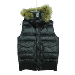 BURBERRY BLUE LABEL バーバリーブルーレーベル ダウンベスト ノバチェック柄裏地 タヌキファー フード アウター ブラック M【M】 メンズ 【中古】のサムネイル