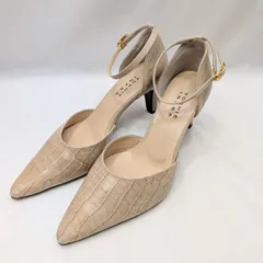 【OPEN記念限定クーポン対象】 ヨシエイナバ yoshie inaba アンクルストラップパンプス ハイヒール ポインテッドトゥ パイソン柄 ベージュ 23.5のサムネイル
