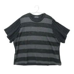 gomme ゴム カットソー ボーダー コットン ニット Tシャツ 半袖 ダークグレー M メンズ レディース 【中古】のサムネイル