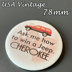 ビンテージ 缶バッジ 輸入 アメリカ 『 ジープ チェロキー SUV 自動車 Jeep Cherokee プロモ 』 ※ ピン キャンペーン バッチ メッセージ 当時物 ヴィンテージ ノベルティー BAT3392