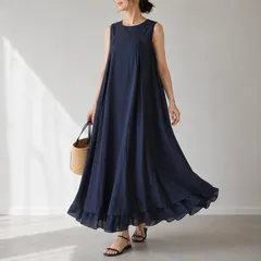 DAMA collection ダーマコレクション☆コットンマキシワンピース 9AR ネイビーのサムネイル