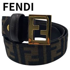 FENDI フェンディ ベルト 本革 ブラック 黒 レザー ベルト ズッカ FF