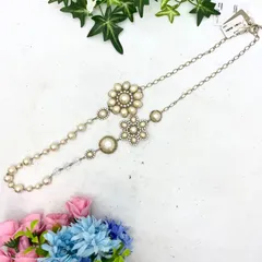 オペークドットクリップ 花モチーフ パール風 ネックレス アクセント GF435のサムネイル