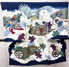 おじゃる様専用男子正絹産着祝着京友禅大鷹多色豪華染、特選金銀彩大将