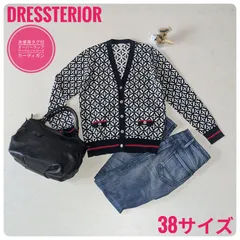【未使用タグ付】DRESSTERIOR オーバーラップサークルジャカードニットカーディガン 38 ネイビー 2025SSのサムネイル