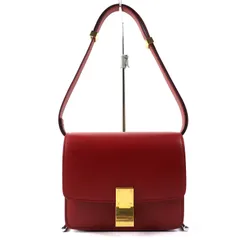 【ドンドン見直し】極美品△CELINE セリーヌ 189183DLS CLASSIC BOX Small レザー ショルダーバッグ レッド ゴールド金具 伊製のサムネイル