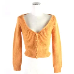 【ドンドン見直し】極美品▼セリーヌ 定価176000円 2021年製 2A38T377N クロップド丈 ニット カーディガン オレンジ XS 伊製 正規品のサムネイル