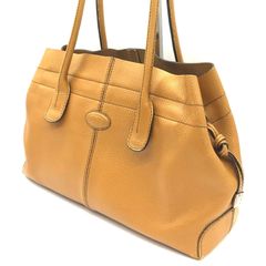 美品✨ トッズ Dバッグ トートバッグ シボ革 ロゴ型押し キャメル
