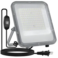 MAGOKORO LED投光器 作業灯 看板灯 100W 1000W相当 13000LM 極薄型 100V 昼光色 ledライト 屋外 IP66 防水認証 豪雨対応 3Mスイッチ付電源コード付 高輝度 高放熱 省エネ 軽量 120°広角 外灯 集魚灯 駐車場用のサムネイル