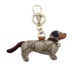 GUCCI グッチ ドッグ シェイプ バッグチャーム チャーム 821812 レディース GGスプリームキャンバス ベージュ ボルドー 中古のサムネイル